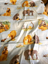 Cute Bears Cubs You're All My Favorites Blue Cotton Fabric Print 24" X 44"