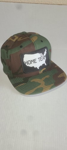 Cappello berretto camionista Home Team mimetico con contorno USA regolabile snapback nuovo senza etichette