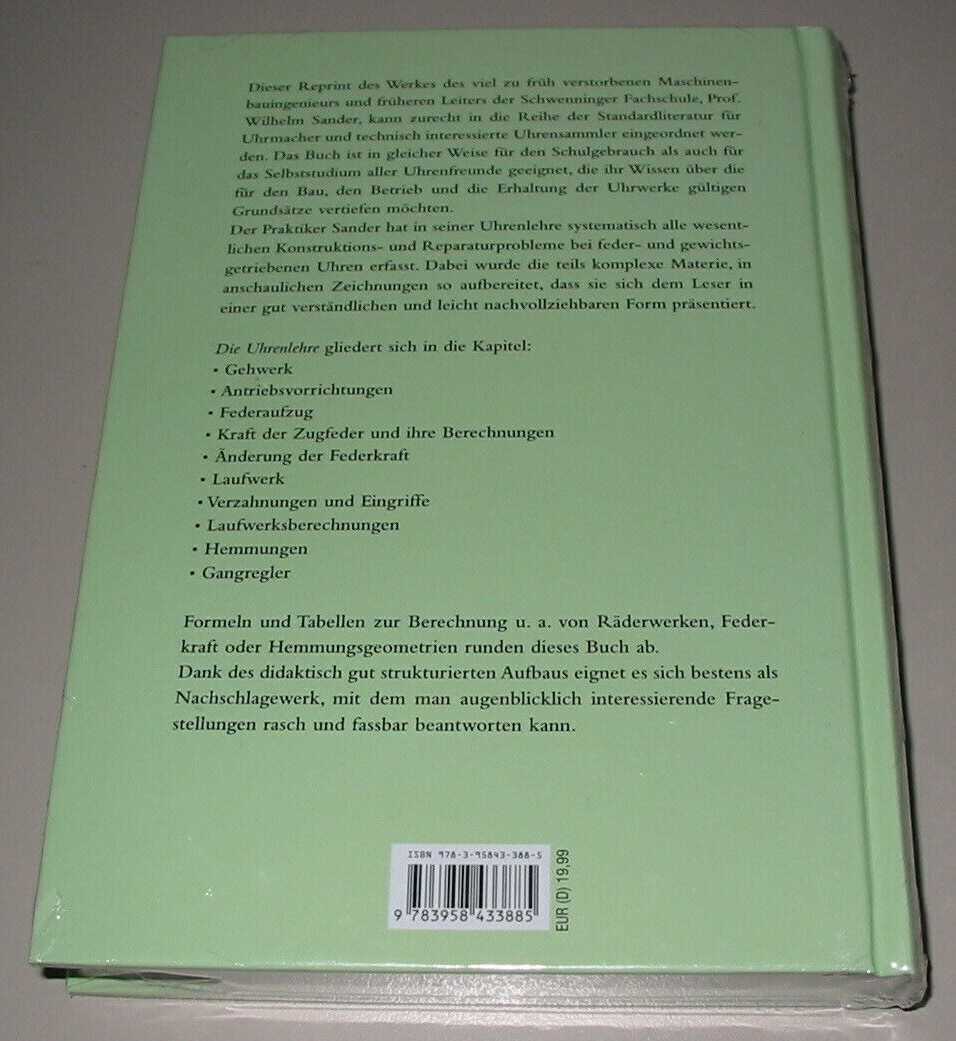 Thumbnail - Professor W. Sander: Uhrenlehre Uhren Buch Uhrenwerk Handbuch Heel Neu