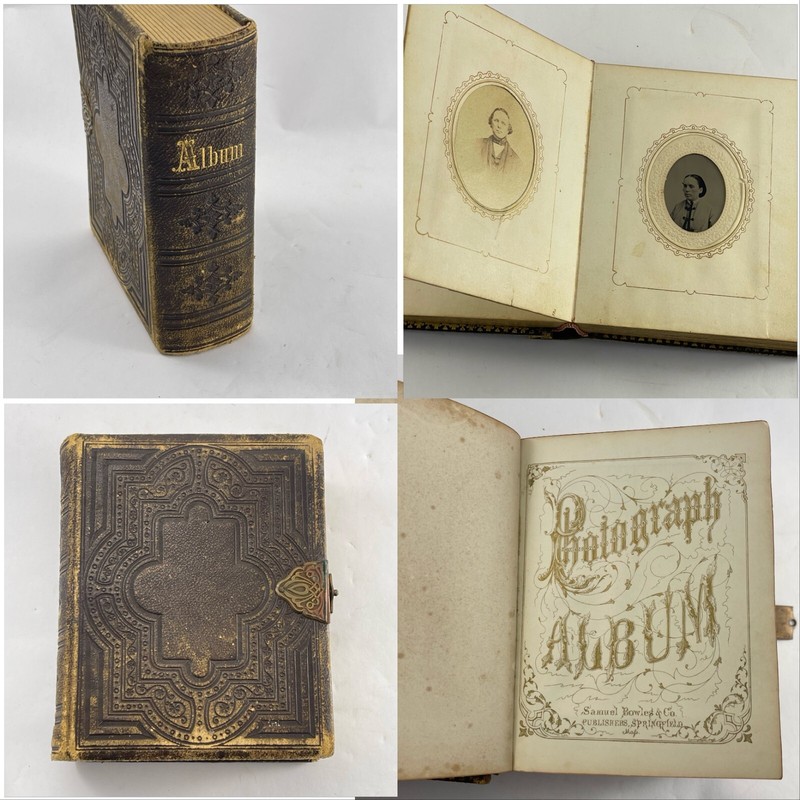 Victorian New England Tin Type + CDV, Revenue Stamps Photo Album 34 Photographs