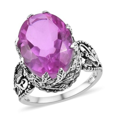 Artisan Crafted African Lilac Quartz Solitaire Ring SS 10.25 ctw SZ 6