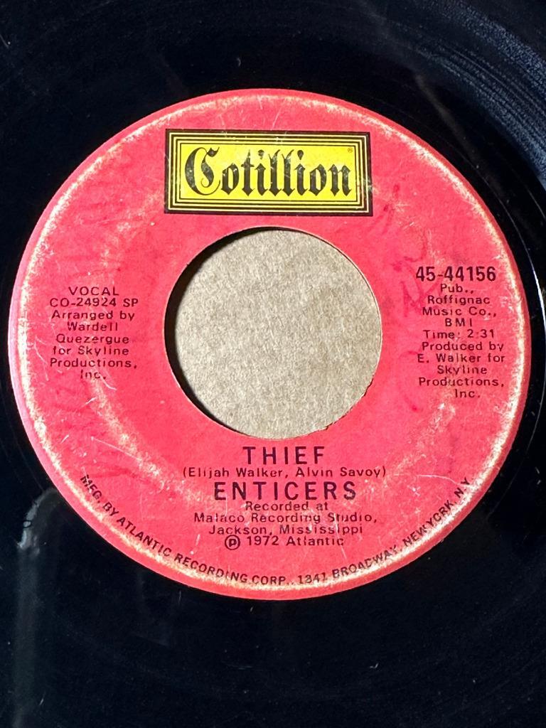 ENTICERS Cotillion 45-44156 THIEF / GOD BLESS TOMORROW VG- LISTEN 