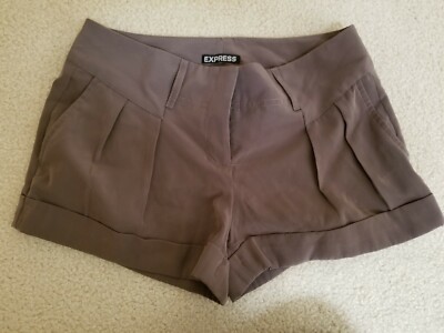 EXPRESS BROWN MICROFIBER PLEATED POCKET DETAIL DAISY DUKE STYLE SHORTS SIZE 0
