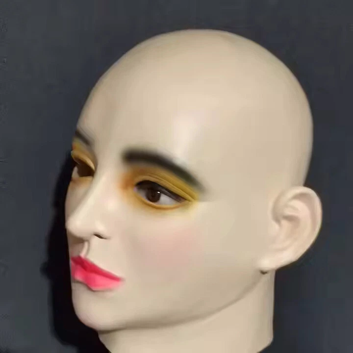 Sombra amarela linda mulher máscara de látex, máscara de festa - Imagem 2 de 3