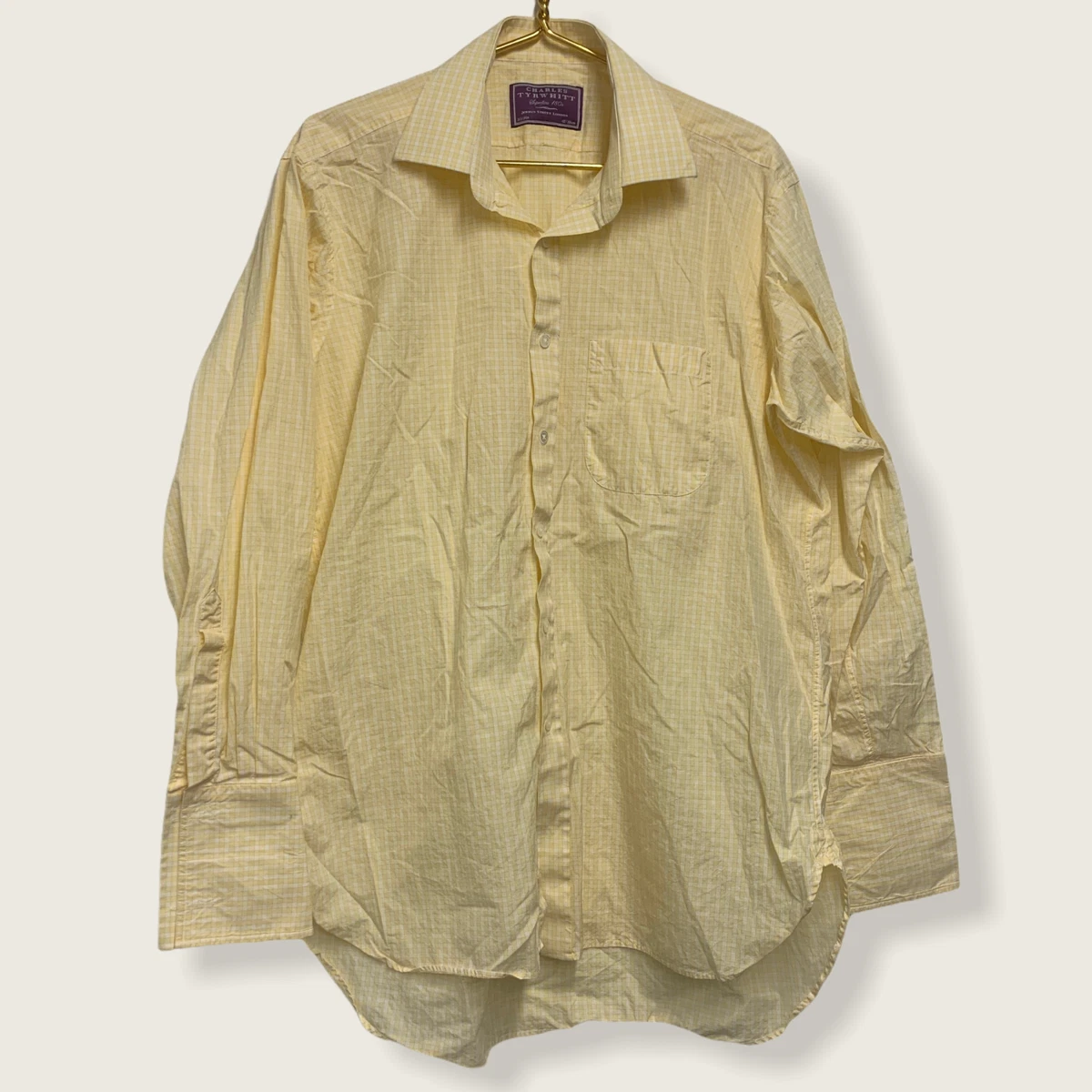 Charles Tyrwhitt Superfine 180 Sunny Yellow Square Check 16.5-34