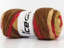 4-Skein Lot Big Bang Yarn Medium Acrylic 4x100g/200m Red Brown Shades
