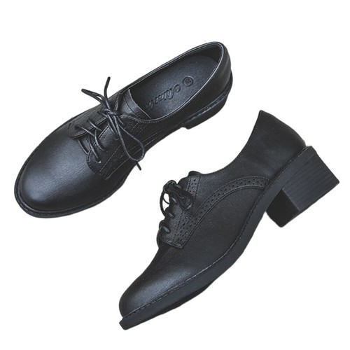 Damas Brogues Oxford con cordones Mujeres Moda Confort Escolar Vestido Zapatos Vintage - Imagen 4 de 27