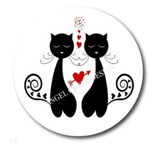 Kitty Valentine's Day Scrapbook Stickers Favors Cat Hearts Labels Envelope Seals