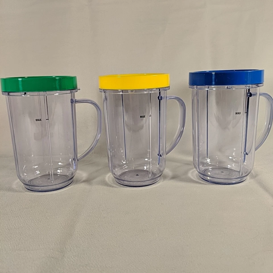 Magic Bullet Blender Replacement Cups w/ Lip Rings Lot of 3 - Image 2 of 4
