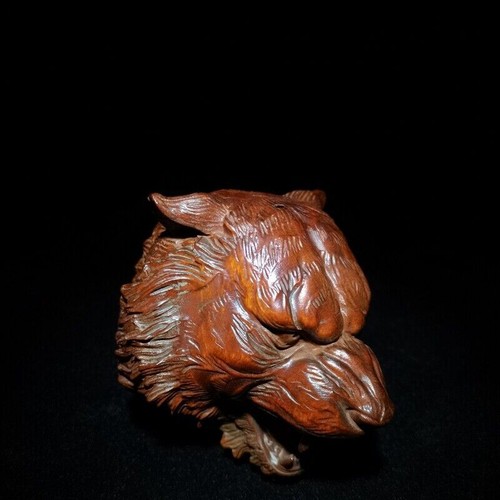 Collect China Boxwood Hand Carved Wooden African Statues Decor Statue Tiger Art - Picture 3 of 6