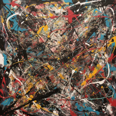 Abstrakt Modern Pollock Stil Bemalt Leinwand Wandbild Bild Druck Bunt