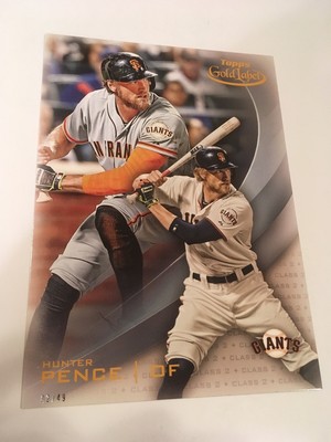2016 Topps Gold Label Jumbo 5x7 Hunter Pence Giants 50 # d 02/49 Class 2
