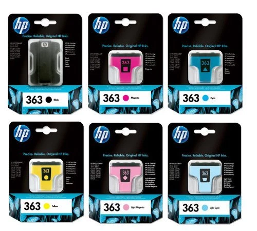 Genuine Full Set of HP 363 Ink Cartridges Photosmart Black Cyan Magenta Yellow L