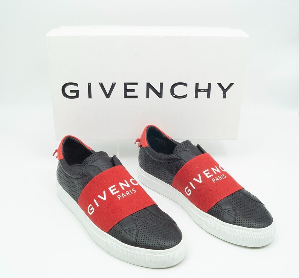 Givenchy - Urban Street Leather Elastic Slip On Black Red Givenchy - Urban Street Leather Elastic Slip On Black Red