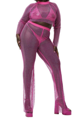 adidas IVY Triple Pink Mesh Rhinestones Originals Beyonce Full Set Top and Pants