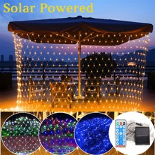 Waterproof Solar 200LED Fairy String Net Mesh Curtain Lights Outdoor Xams Decor