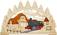 Schwibbogen 3D Bahnhof Dampflok Erzgebirge Handarbeit Ratags Led Weihnachten