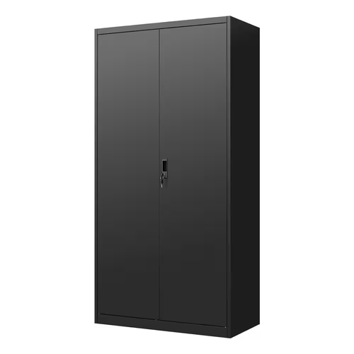 Black 70.8 In. Metal Garage Storage Cabinet with Doors and Hanging Rod Steel Fil - Picture 2 of 11