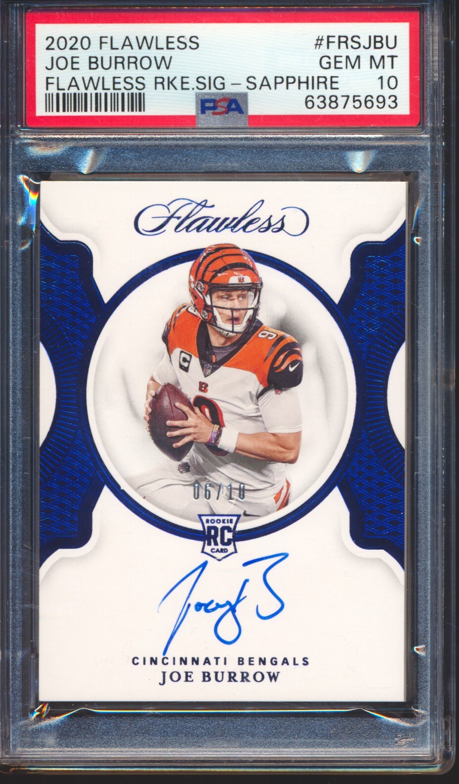 Joe Burrow Panini Flawless Flawless Rookie Signatures #FRSJBU Sapphire