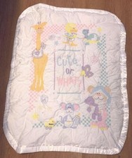 Vintage Style Baby Blanket Cute or What? Giraffe Duck Turtle Measures 34” x 43