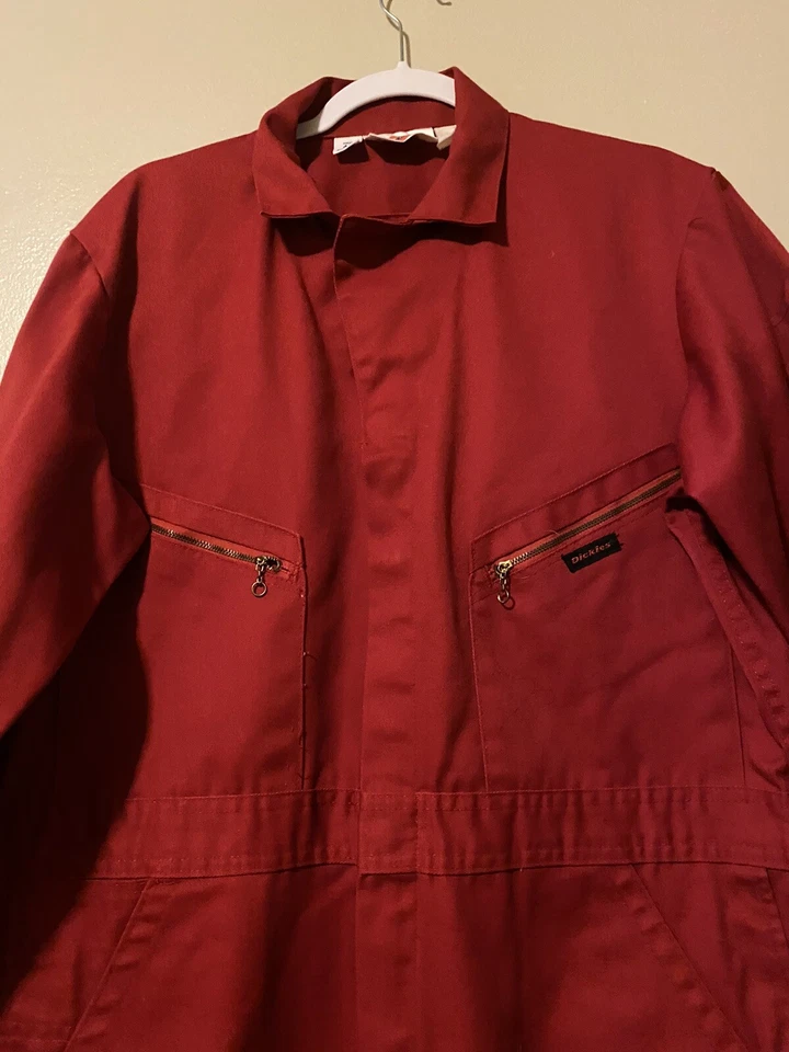 Dickies Bib Overalls Mens 42 Regular Red Workwear Carpenter Actual - Image 2 of 4