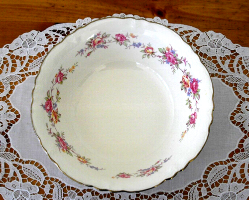 Vintage Homer Laughlin Pink & Yellow Roses Round 8 1/4" Serving Bowl K 46 N6~