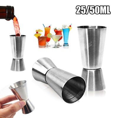 25/50ml Jigger Single Double Shot Short Drink Spirit Measure Cup Cocktail Party-