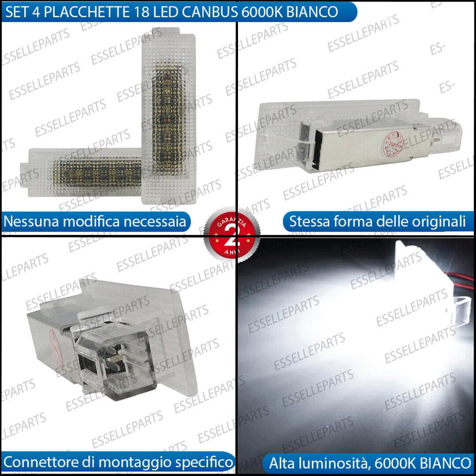 SET 4 PLACCHETTE 18 LED ANTIPOZZANGHERA ALFA ROMEO STELVIO CANBUS 6000K - Immagine 2 di 4