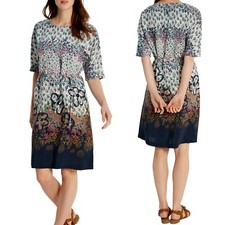 New White Stuff Jola Dress 8 UK Women's Floral Print Below Knee Loose Fit Belted