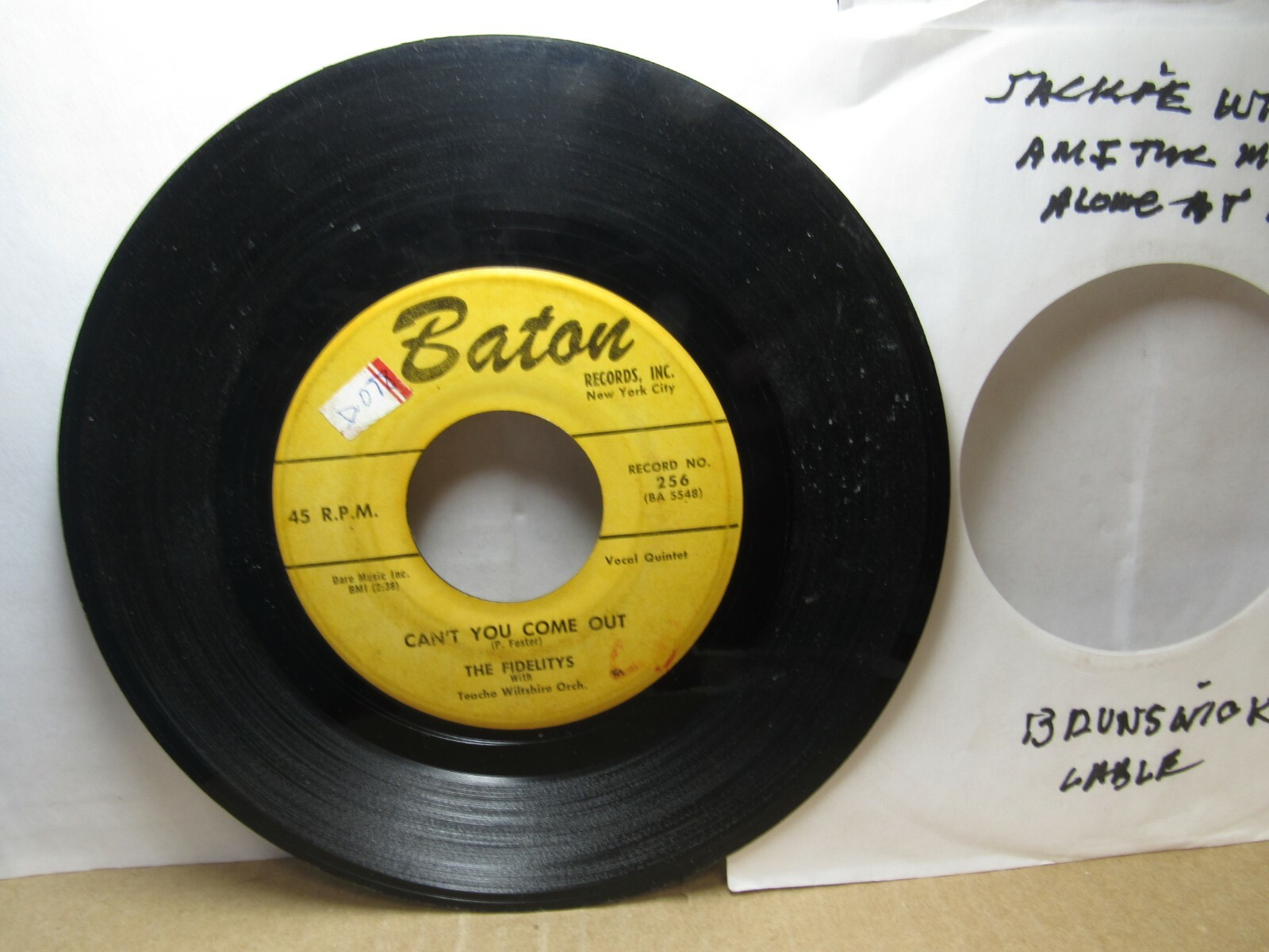 Old 45 RPM Record - Baton 256 - Fidelitys - Memories of You / Can't You ...