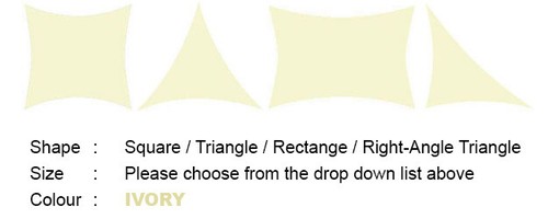 SHADE SAIL WATERPROOF RECTANGLE SQUARE TRIANGLE RIGHT ANGLE IVORY - Picture 3 of 9