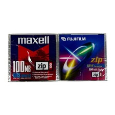 Lot Of 2 Maxell Fujifilm 100 MB Zip Disk DOS IBM Formatted Brand New Sealed