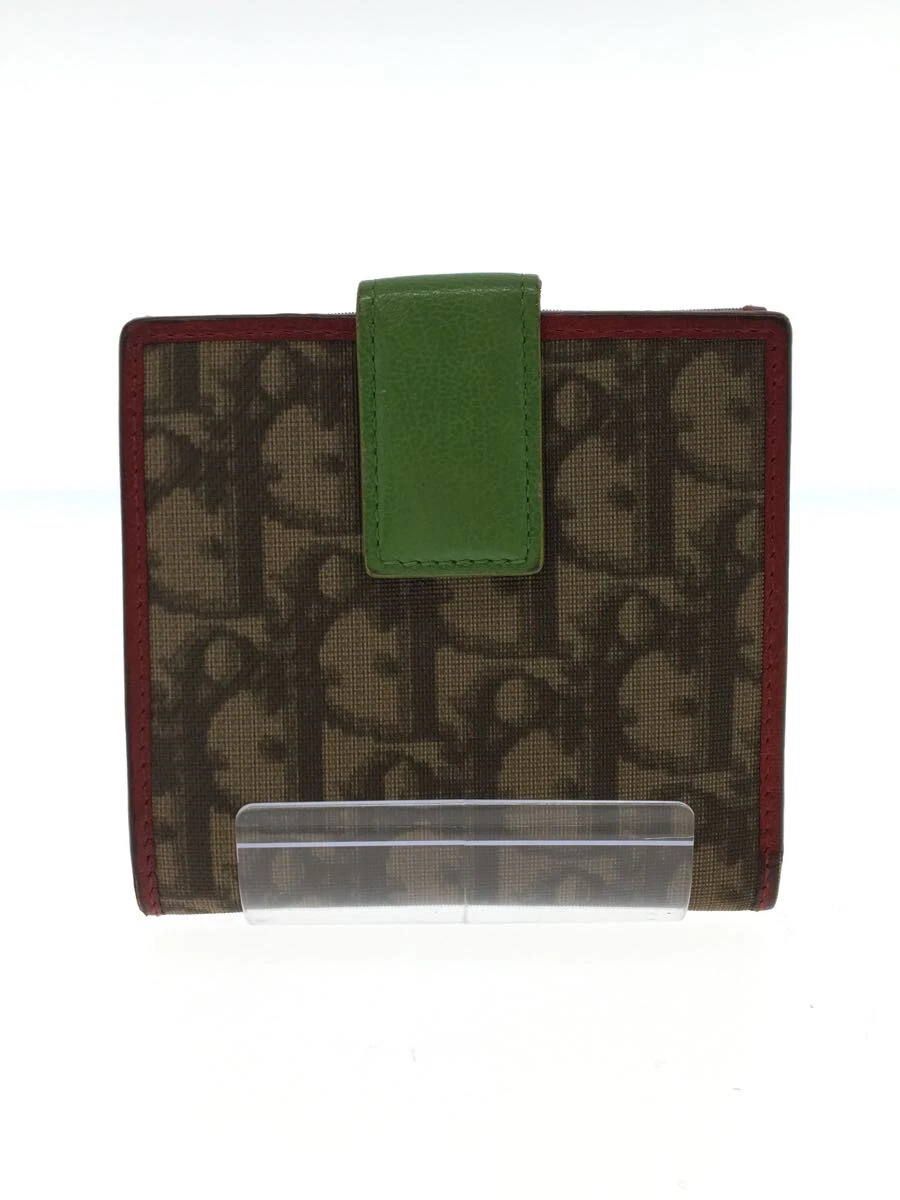 Christian Dior Trotter Rasta Wallet bi fold Monogram Canvas Leather PVC BRW F S