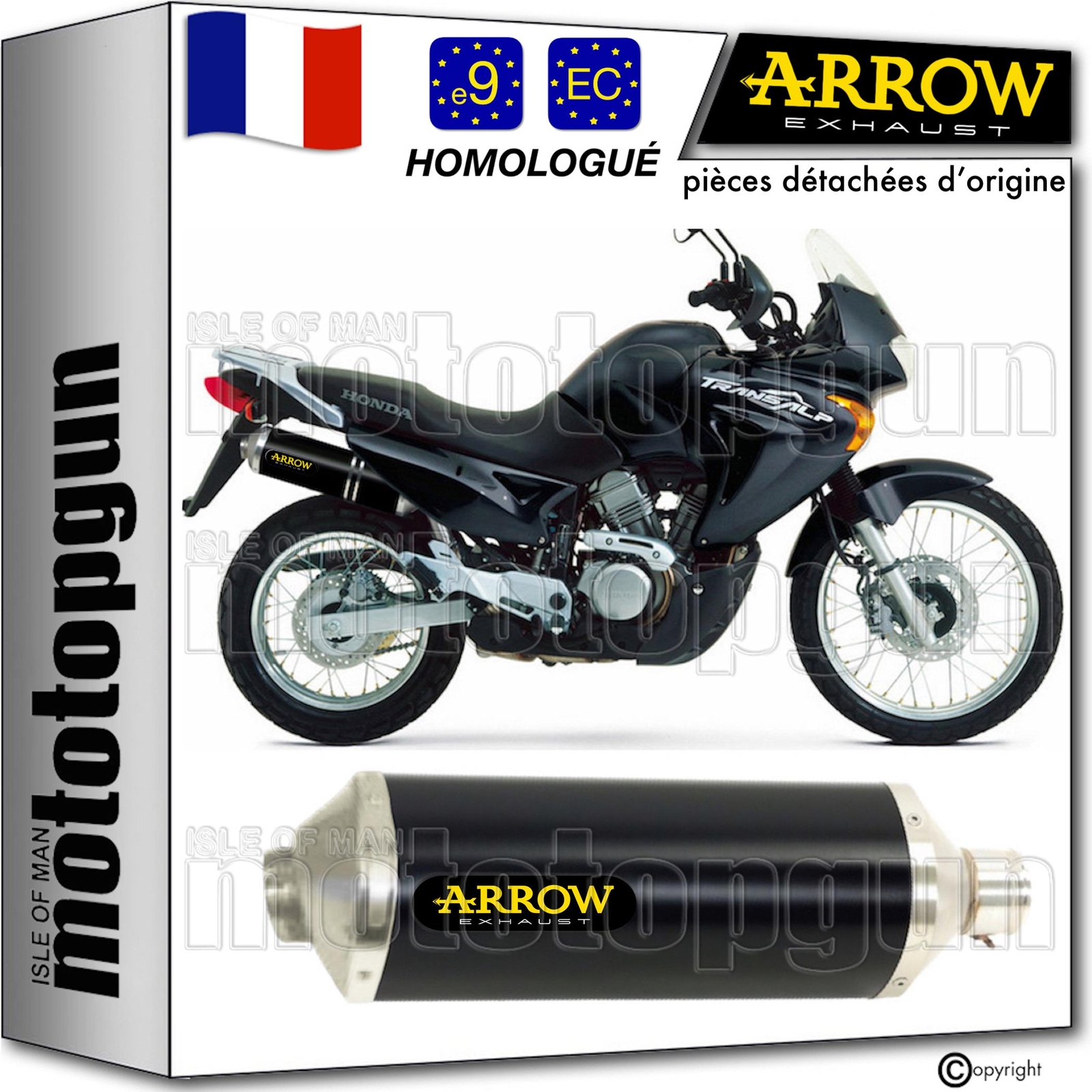 Échappement Arrow Race-Tech noir homologué pour moto Honda XL 650 V Transalp 2002