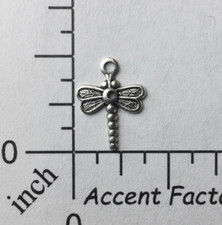34584 6 Pc Matte Silver Oxidized Small Dragonfly Jewelry Finding Charm
