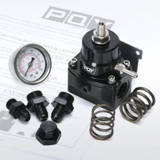 Fuel Pressure Regulator AN6 Feed & AN6 Return Line + 0-160PSI Gauge Set Black