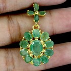 925 Sterling Silver Pendant Oval Emerald 8x6mm Natural Gemstone Jewelry