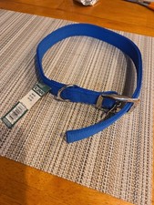 1" X 26" Large Dog Collar Deluxe Nylon Web Mesh, Strong Secure Metal Buckle Blue