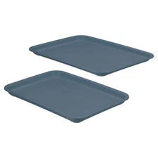 2 Pack 14x10" Fast Food Tray Plastic Reusable Multi-Purpose Serving Tray Blue