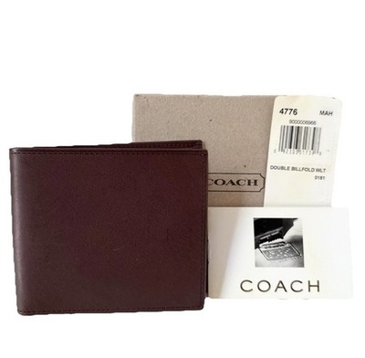 Coach Men's Water Buffalo Leather Double Billfold Wallet Mahogany Vintage # 4776