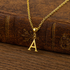 Personalized Initial Necklace   14k Gold or Silver, Adjustable Letter Pendant