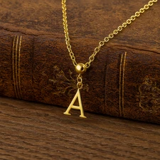 Personalized Initial Necklace – 14k Gold or Silver, Adjustable Letter Pendant 