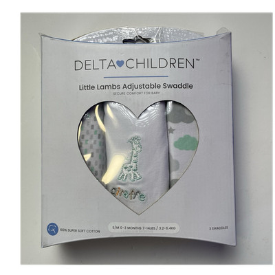 Delta Children Little Lambs Adjustable Cotton Swaddle 3-Pack, Clouds Theme