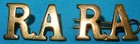 WW2 ERA ROYAL ARTILLERY REGIMENT (RA) MILITARY SHOULDER TITLE BADGE PAIR