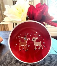 Disney Pottery Barn holiday Plate Rudolph Santa Christmas gift party deer kid