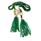Green Handmade Agate Cultured Big White keshi Pearl Tassel Long Necklace 105cm