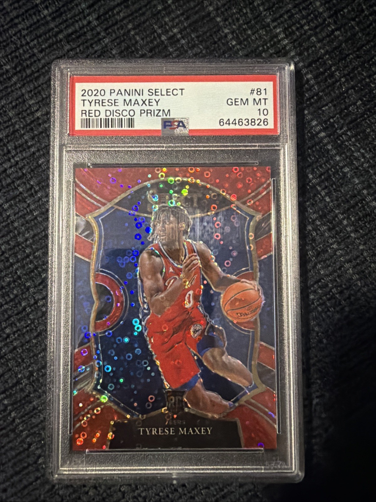 2020-21 Panini Select - Concourse Tyrese Maxey #81 Red Disco Prizm /49 POP 3