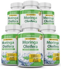 6 Bottles 360 Caps Moringa Oleifera Leaf Powder 10000mg Organic Herbal Extract