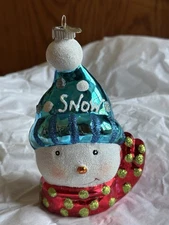 Radko Celebrations Glass & Glitter Snowman Head Christmas Ornament 2009