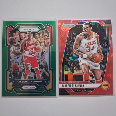 Panini Prizm Legends Hakeem Olajuwon Rockets Parallel Cards Lot (2) #191 #296